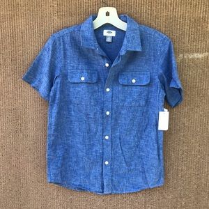 NWT Boy’s button down short sleeve linen shirt